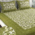 Jaipuri peacock print double bedsheet set with 2 pillow covers