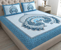 Green butterfly Jaipuri print double bedsheet set with 2 pillow covers