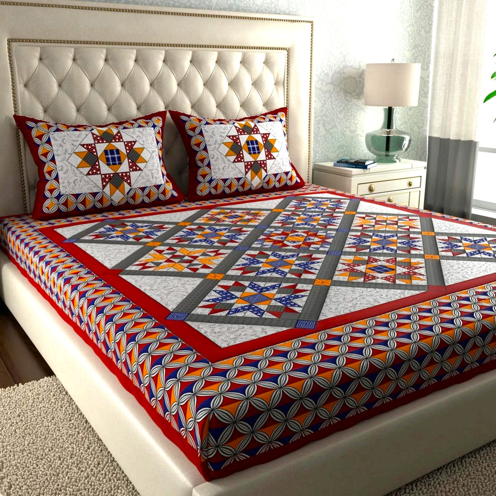 Close-up of Jaipuri patchwork print detail