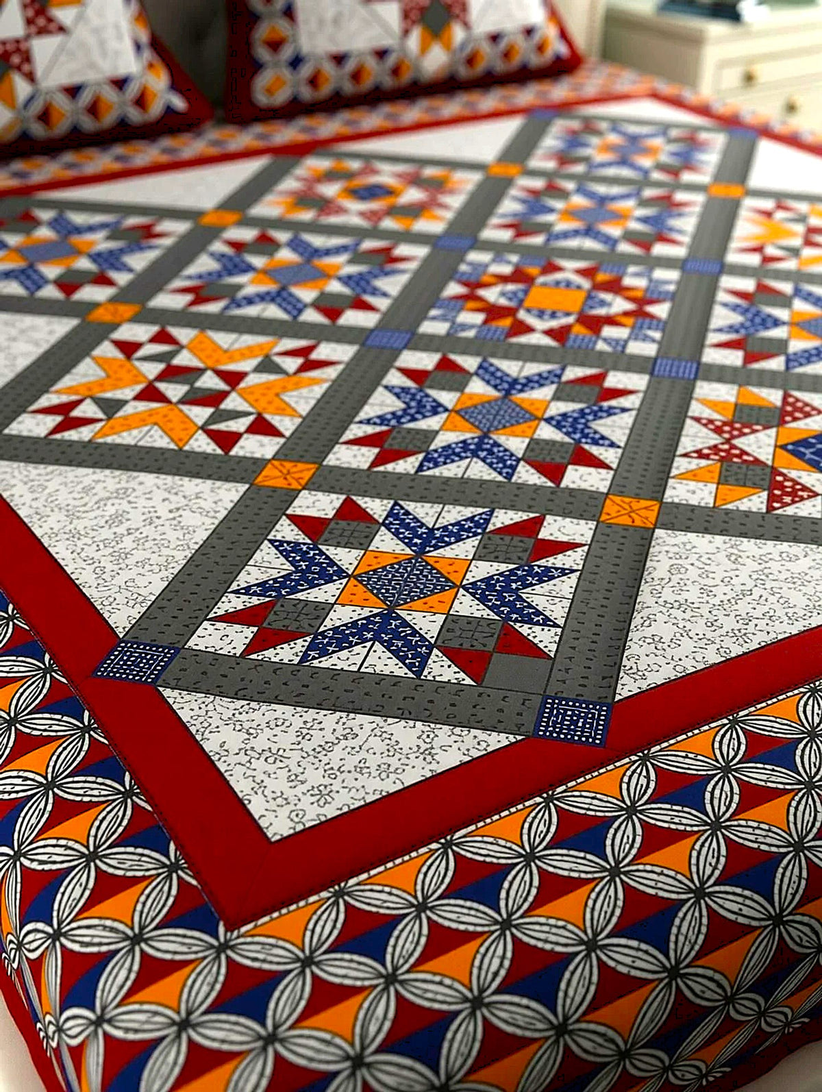 Jaipuri patchwork double bedsheet set - alternate angle